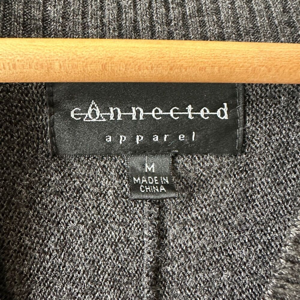 Charcoal Gray Knit Sweater Dress Women Medium V Neck 3/4 Sleeve Business Casual - Picture 3 of 5